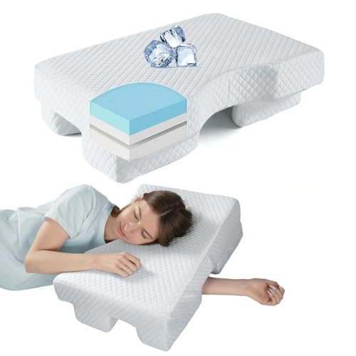 PYURIFAI Side Sleeper Pillow with Arm Hole - Adjustable Shoulder Pillow for Side Sleepers, Memory Foam Pillow Provides Support & Reduces arm Pressure, Cooling Arm Pillows, Rotator Cuff Pain Relief