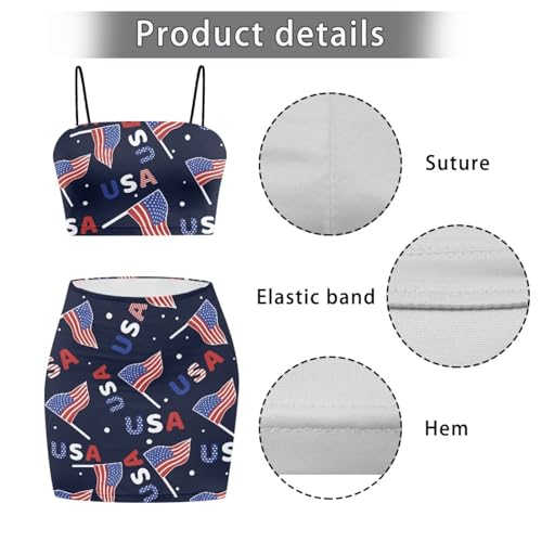 Image of Biyejit Women's 2 Piece Summer Outfits Spaghetti Strap Crop Tops and Bodycon Mini Skirt Dress Set Plus Size S-4XL