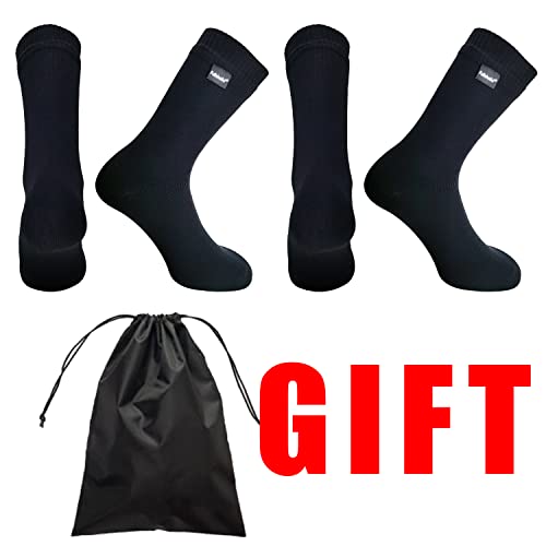 Fullsheild 2Pack Men’s Waterproof Hiking Socks, Unisex Breathable Outdoor Athletic Hiking Wading Trail Running Skiing Crew Socks Black M #TOP1