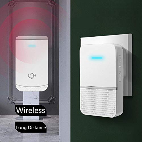 US Standard Adapter Wireless Doorbell Waterproof Door Bell Intelligent House LED Light AC