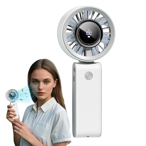 Ventilador portátil | Ventilador personal de 3 velocidades, ventilador de aire acondicionado plegable con pantalla digital para camping, senderismo, dormitorio, cocina, escritorio al aire libre
