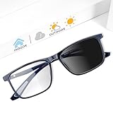 Distance Nearsighted Glasses For Men, Near Sighted Vision Driving Farsighted Myopia Eyeglasses, Shortsighted See Far Sight Non Prescription Frame, Anti Blue Light Computer Photochromic Eyewear -1.0