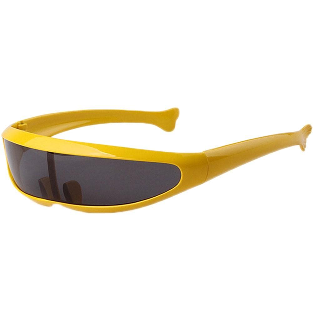 Danlai Futuristic Narrow Cyclops Sunglasses Robot Space Costume Mirrored Lens Robot Cosplay Costume Eyeglasses Photo Props