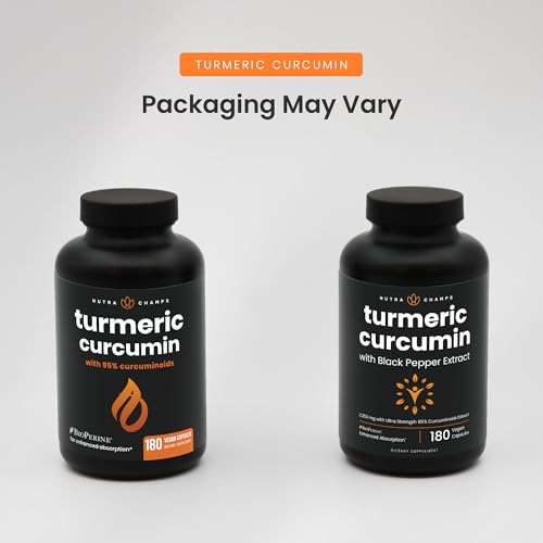 Image of Turmeric Curcumin - 2,256 mg Complex with Ginger & Black Pepper Extract - 95% Curcuminoids - Extra Strength Turmeric Supplement for Joint Health, Brain, Heart & Immune Support - 180 Turmeric Capsules