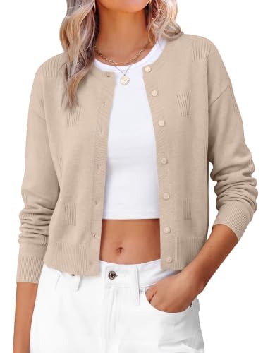 ANRABAESS Cardigan Sweaters for Women 2026 Fall Outfits Light Khaki