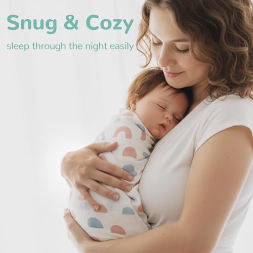Image of HECCEI 3-Pack Muslin Baby Swaddle Blanket Bamboo Cotton 47 x 47 Inches | Soft Breathable Receiving Blanket Swaddles for Newborn Registry Gift for Baby Showers