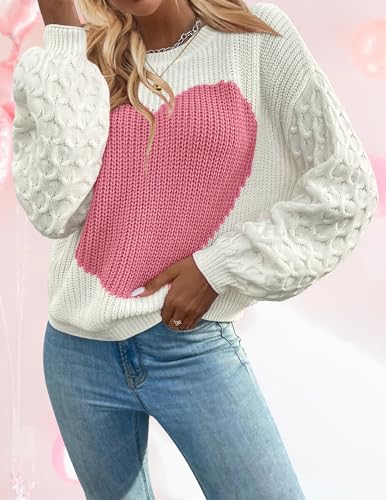 Image of Libsorge Womens Valentine Heart Sweater 2026 Valentines Day Trendy Cute Oversized Long Sleeve Pullover Sweaters