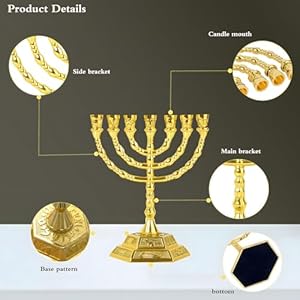 Hanukkah Menorah Candle Holder 7-Branch, Candle Stand Jerusalem Candlestick Centerpiece for Jewish Holiday Party Decor Golden, Home Decor Ornaments Table Centerpiece Display Hanukkah Menorah Candle Holder 7 Branch Candle Stand Jerusalem Candlestick Centerpiece for Jewish Holiday Party Decor Golden Home Decor Ornaments Table Centerpiece Display