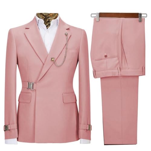 Men's 2 Pieces Suit Solid One Button Slim Fit Single Breasted Party Blazer Pants Set
