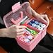 TERGOO 11in Mutipurpose Storage Box Organizer with Removable Tray, Portable Small Craft Organizer with Handle, Plastic Clear Tool Box Art Case for Makeup, Sewing, Nail, Hair Accessories (Pink)