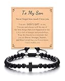 Tarsus to My Son Bracelet from Mom, Son Gifts from Mom, Cross Bracelet for Men Teenage Christian Birthday Easter Christmas Valentines Stuffers for Young Men Teen Gifts