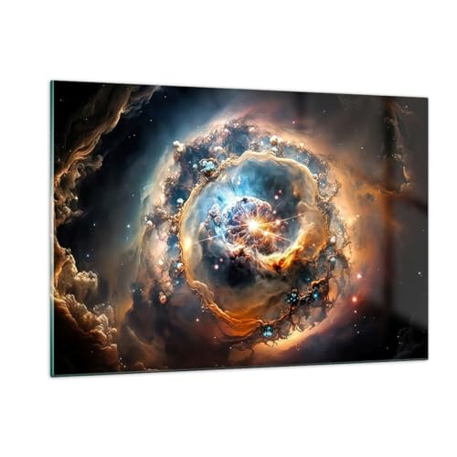 Deco Cadre Salon Univers Cosmos Galaxie Moderne Impression sur Verre 120x80cm Image Tableau en Verre Decoration Murale Chambre Horizontal Art Grand XXL Tableaux...