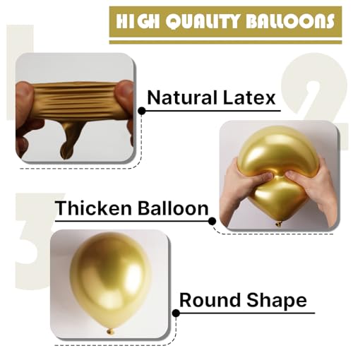 Image of PartyWoo Metallic Gold Balloons 50pcs 5 Inch Chrome Gold Latex Balloons for Birthday Graduation Baby Shower Anniversary Wedding Bachelorette Christmas New Year Tea Party Decorations Gold-G129