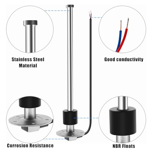 Geloo 14" 240-33 ohms Fuel Sending Unit Marine Fuel Gas Tank Sender Fuel Water Level Sending Units Boat Fuel Gauge Sensor Water Tank Sensor Fuel Gas Gauge Sending Unit Fuel Tank Gas Sender (350mm)