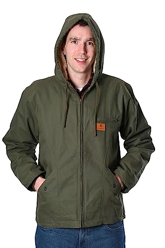 IG Insulated Gear Men's Sherpa Lined Washed Duck Hooded Jacket3