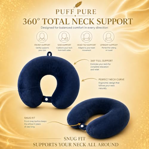 Image of Ultra Soft Travel Neck Pillow with Hanging Loop Snap Button Closure for Home Office and Airplane Flight, Bus, Car, Train Travelling Use [Pink] (Pack of 1)