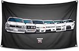 Car Flag 3x5 ft for GTR JDM Fans - Heavy Duty 150D Polyester - Huge Garage Wall Tapestry Poster Decor