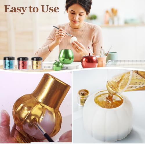 LET'S RESIN Chrome Powder,10 Colors Metallic Mirror Effect Chrome Powder for Nail, Holographic Pigment for Epoxy Resin, Slime, Crafting, Tumbler, Oil Painting