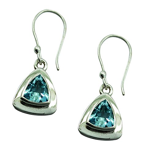 Boucles d'oreilles topaze bleue véritable et argent massif