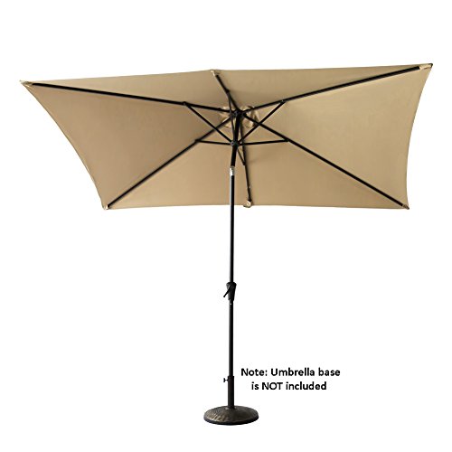 FLAME&SHADE 6.5 x 10 ft Rectangular Outdoor Patio Umbrella with Tilt - Beige