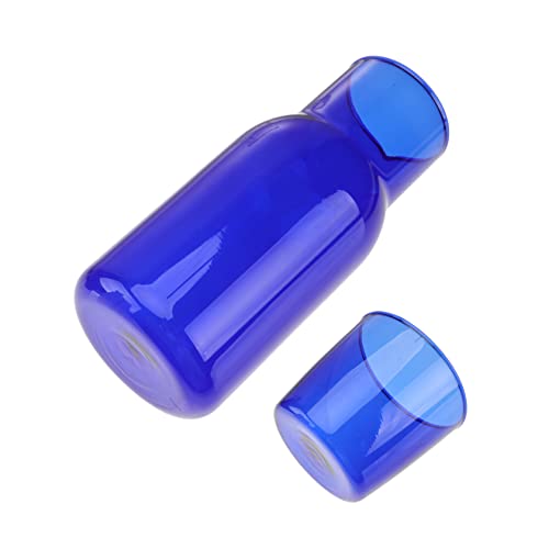 Set de vasos y jarra de vidrio color azul 500 ml