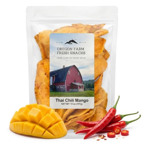 Oregon Farm Fresh Snacks Thai Chili Mango Dried Fruit, Sweet & Spicy, 14 oz