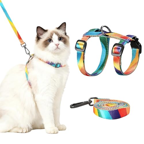 Cat Leash Collar Cat Harness and Leash Set Adjustable Kitten Harness with Leash Lightweight & Soft Pet Safety Harness for Walking and Travel