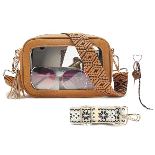 LOXOMU Clear Stadium Bags for Women, Small Clear Crossbody Bag Stadium Approved, Cute Clear Stadium Purse for Concerts