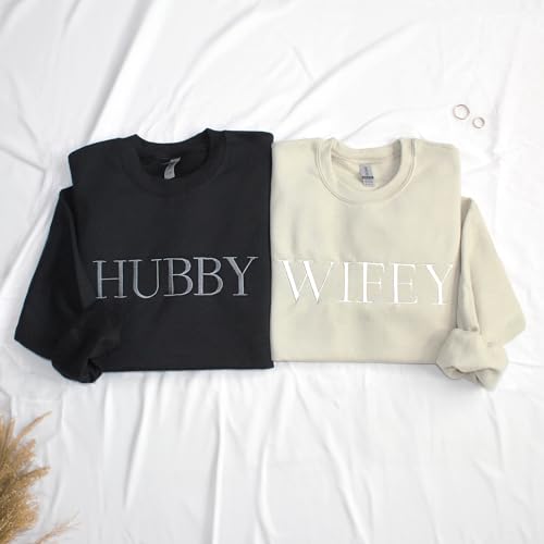 WEAR PHYSIQUE Wife Husband Embroidered Sweatshirt, Bride and Groom Shirt, Mr Mrs Sweater, Matching Newly Wed Couples Shirt4