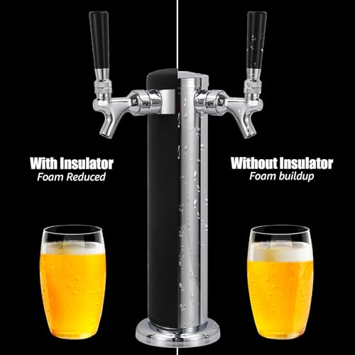 Dbgogo Kegerator Tower Insulator for Standard 3” Diameter Double Tap Draft Beer Tower, Stretchy Neoprene Beer Tower Cover to Minimize Condensation & Reduce Foam - Thumbnail 4