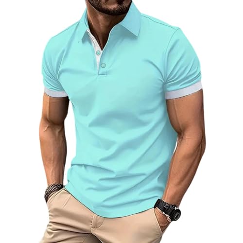 Mens Polo Shirts Summer Short Sleeve Classic Collared Golf Shirt Lapel Button Business Work Tops