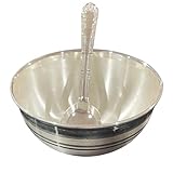 Balaji 999 Pure Silver Hallmarked 4.0 inch Bowl & Spoon for Youth/Adults -4.0 inch Designer Set#01