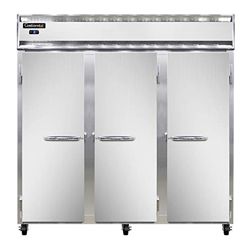 Continental Refrigerator 3F-SS Three Section Reach In Freezer, Full Stainless