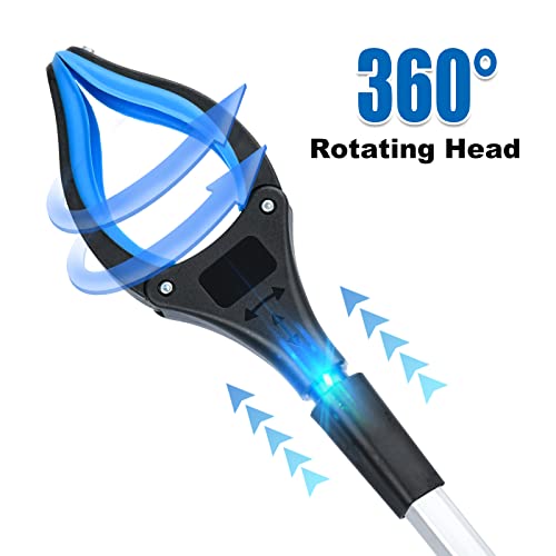 2-Pack Grabber Reacher Tool,32 Inch Extra Long Foldable Pick Up Stick with Strong Grip Magnetic,360°Rotating Anti-Slip Jaw,Trash Claw Grabber Tool,Trash Picker Tool for Outdoor & Indoor (Blue) - Thumbnail 2