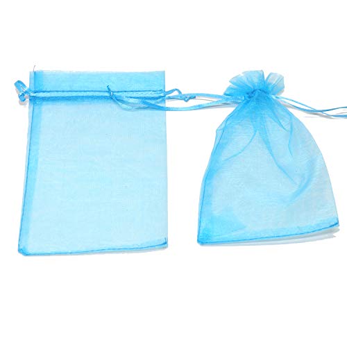 Image of Dealglad 50pcs Drawstring Organza Jewelry Candy Pouch Christmas Wedding Party Favor Gift Bags (4x6, Lake Blue)