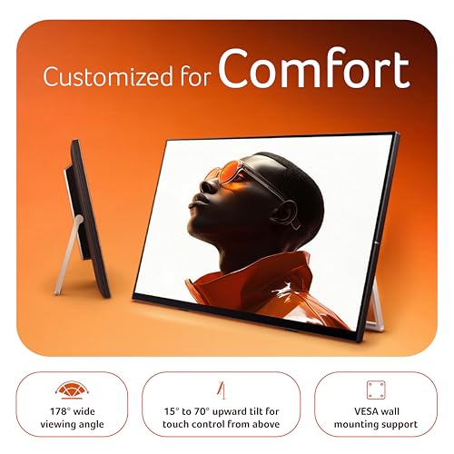Image of Acer UT272 27 Inch Touch Screen Monitor | Full HD IPS | 10-Point Multi-Touch | 7H Scratch-Resistant Glass | 75Hz AdaptiveSync | HDMI, DisplayPort, USB HUB | Built-in Speakers | Energy Star | Black