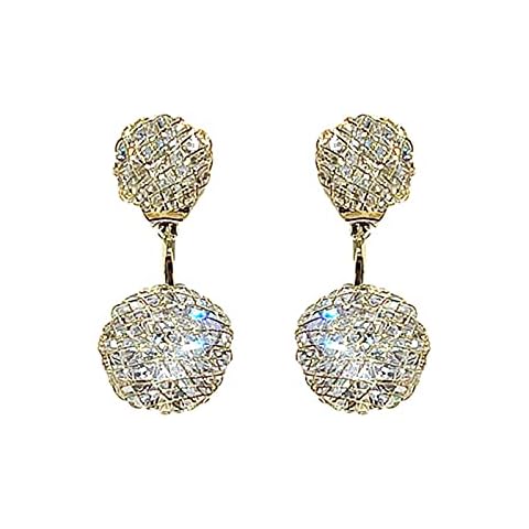 QKFON Women Hollow Zircon Ball Earrings, Creative Stylish Hollow Zircon Inlaid Dangle Earrings Simple Elegant Hollow Diamond Ball Earrings for Lady Drop Earrings Cover