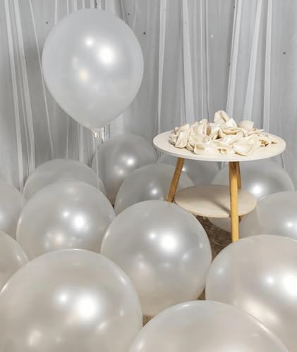 Image of 90 Pack White Pearl Balloons 18 inch Pearl White Latex Party Balloon Bulk for Various Party Events Decorations