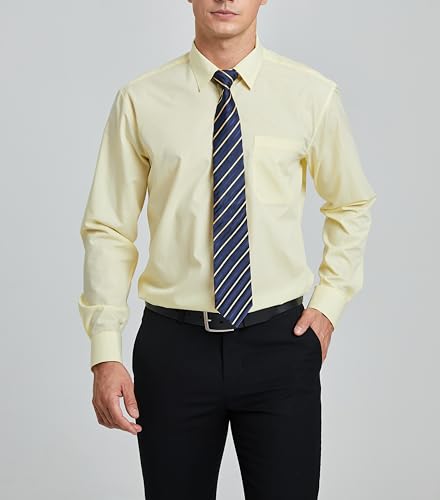 Image of HISDERN Mens Dress Shirt with Tie Pocket Square Set Classic Button Down Shirt Matching Tie Long Sleeve Shirts