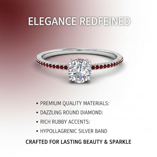 Image of Choose Your Gemstone Delicate Hidden Halo Diamond CZ Ring 925 Sterling Silver Round Shape Petite Engagement Rings Minimal Modern Design Birthday Gift Wedding Gift US Size 4 to 12