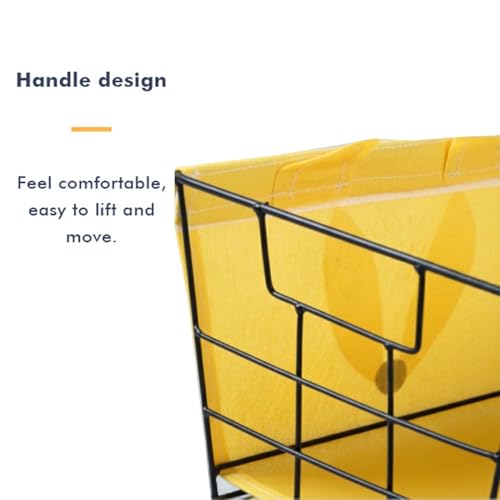 Image of Go Hooked Cute Yellow Tiger Design Storage Basket for Kids | Strong Metal Wire Organizer with Detachable Fabric Liner | Multipurpose Basket for Toys, Fruits, Snacks, Bathroom, Wardrobe & Home Decor