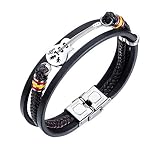 2022 Mit Magnetarmband Armband Lederarmband Herren Verschluss Mehrschichtige Gitarre Armbänder Teen Boy Uhr (D, Einheitsgröße)