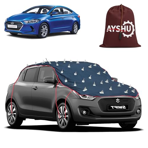 Image of AYSHU Water-Resistant Spike Car Cover for Hyundai Elantra - Protects from Dogs, Monkeys, Dust, Sunlight & UV - Full Roof Universal Fit