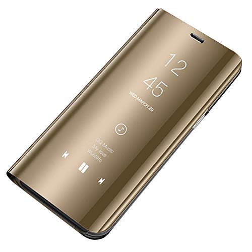 Coque Samsung Galaxy S6 Edge PC Miroir Etui Flip 360° Protection Intégrale Etanche Anti-Choc Galaxy S6 Housse Clair Miroir Couverture pour Samsung S6 Edge Plus (Or, Samsung Galaxy S6 Edge)