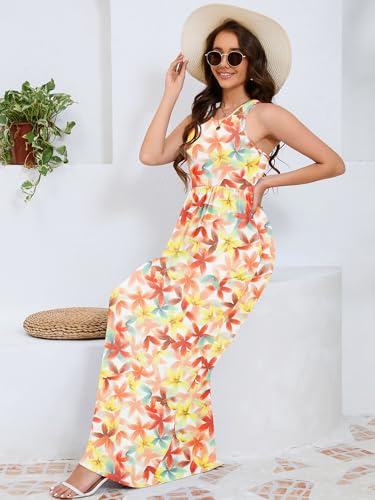 Image of DEARCASE Women's Sleeveless Summer Maxi Dress with Pockets,Beach,Vacation