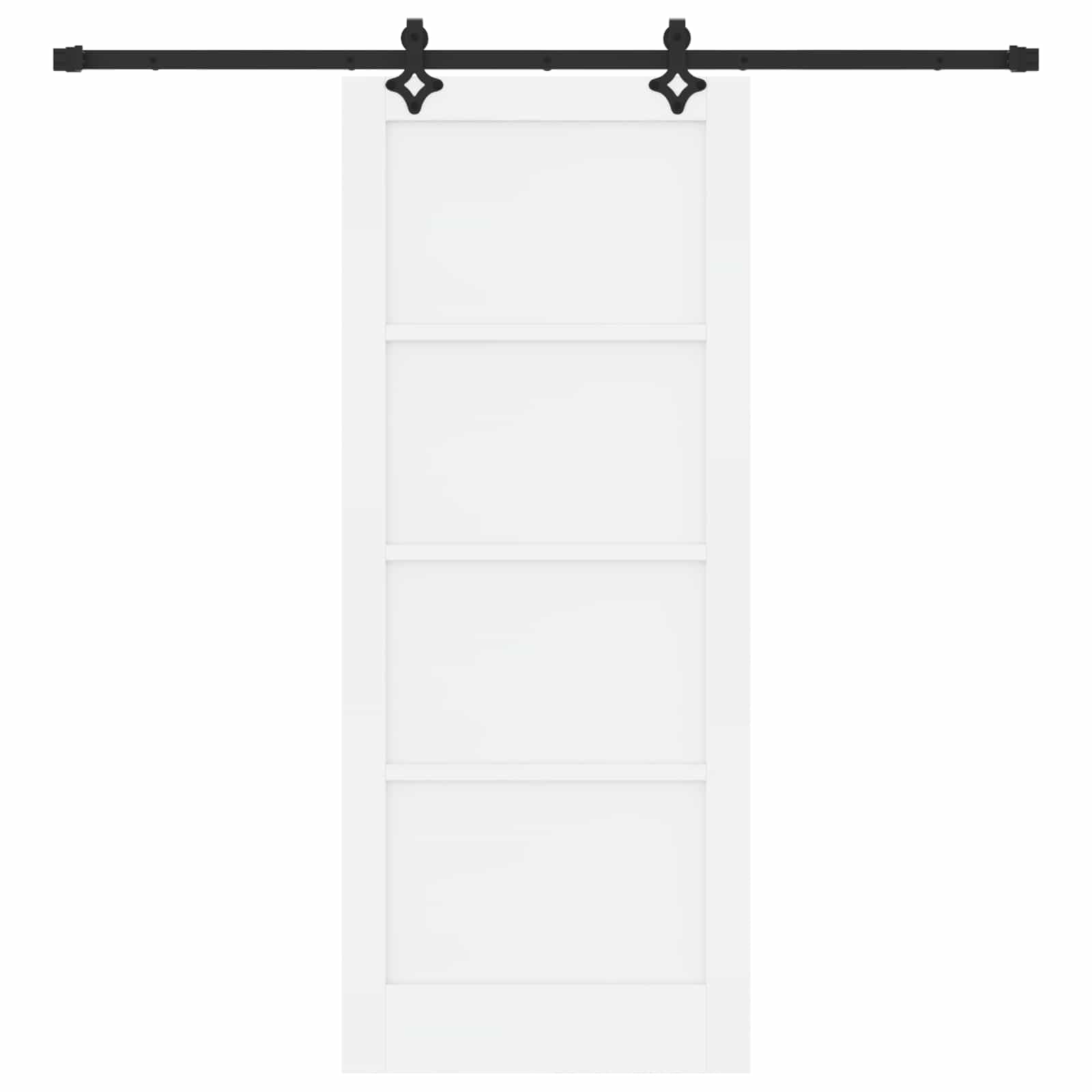 Drzwi przesuwne, białe, czarne, 83 x 202 cm, z litego drewna sosnowego z malowaną proszkowo stalową ścieżką, oszczędzający miejsce system przesuwny do wnętrz i płynne przejście