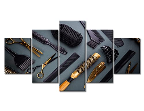 TUMOVO Barbershop Wall Art Hairdresser Haircut Tools Painting on Canvas