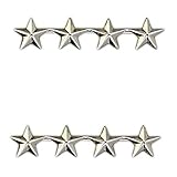 HWC 4 SILVER STAR ARMY MILITARY POLICE GENERAL FIRE CHIEF COLLAR UNIFORM BRASS PINS INSIGNIA EMBLEM 1/2' (SOLD AS PAIR!)