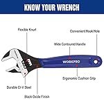 WORKPRO 8-Inch Adjustable Wrench, Cr-V Steel Wrench, Wide Jaw Black Oxide Wrench, Metric & SAE Scales, for Home, Garage, Workshop and DIY - Image 2