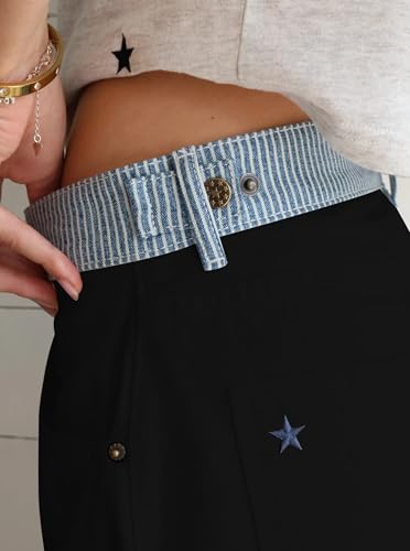 Women's Wide Leg Jeans Adjustable High Waisted Summer Casual Loose Denim Ankle Pants4